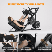 Syedee Multifunctional Leg Machine W/ Linear Bearing Hack Squat & Leg Press Combo with Safety Features, Adjustable Pedals, Space-Saving Leg Machine W/ Band Pegs Arm-reach Weight Holder