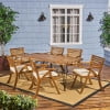 thumbnail image 3 of GDF Studio Tongass Outdoor Acacia Wood 7 Piece Dining Set with Cushion, Teak and Cream, 3 of 13