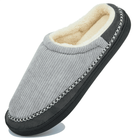 

NeedBo Men s Slippers Memory Foam House Slippers for Men Indoor Outdoor Soft Wool-Like Lining House Shoes Size 6-7 Grey