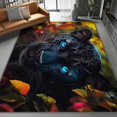thumbnail image 1 of Area Rugs 3 X 5 ft Rug for Living Room Soft Non Slip Rug Low Pile Animals Leopard Autumn Leaves Nature Printed Area Rugs Bedroom Farmhouse Dining Room, Home Decor Indoor Black Colorful, 1 of 7