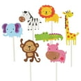 thumbnail image 1 of 7Pcs Animal Giraffe Monkey Elephant Cake Topper Kids Birthday Wedding Decor, 1 of 6