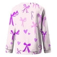 thumbnail image 4 of Royisotas Bow Graphic Sweatshirts for Women Plus Size Long Sleeve Fall and Winter Pullover Crew Neck Raglan Casual Purple No Hood Shirts, 4 of 5