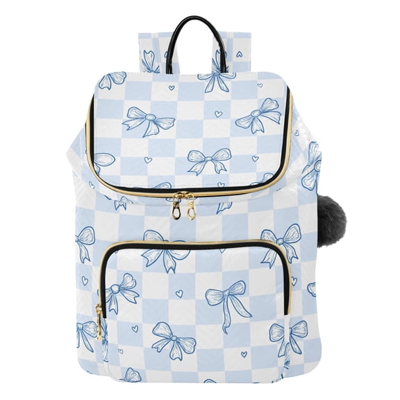 ALAZA Blue Bow Checkered Travel Backpack Laptop Bag Large Capacity Daypack