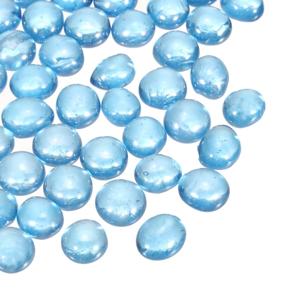 Glass Beads,40pcs Flat Glass Gemstone Deep Sea Blue 0.44lbs (0.47-0.55") Glass Marbles Pebbles for Vase Fillers Aquarium Decor DIY Craft