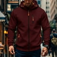 thumbnail image 2 of Hoodies for Men Zip Up Hooded Sweatshirt Lightweight Long Sleeve Jacket Workout Jackets with Zipper Pockets Wine M, 2 of 4
