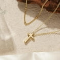 thumbnail image 3 of Turandoss 14K Gold Plated Layered Cross Necklace for WomenDainty 14K Gold Plated Plated Layered Satellite Bead Chain Choker Necklace Cross Pendant Necklaces for Women Baptism Faith Jewelry Gifts, 3 of 8