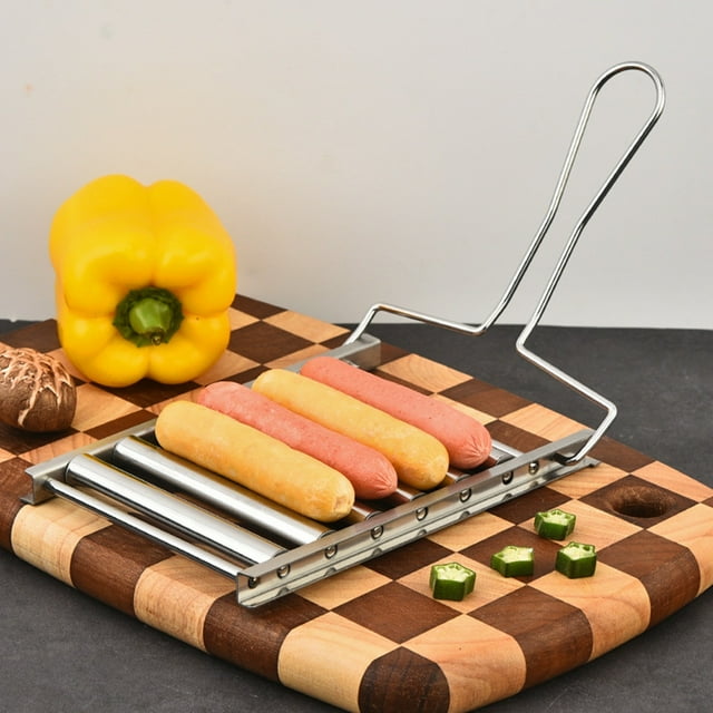 Boreal Craft Silicone Cuisine 7 Spaghetti pour Cuisiner pour Griller 12 Rouleaux de Hot Dog 5 Rouleaux Grille à Saucisses en Acier Inoxydable Grille à Rouleaux de Saucisses Extérieur Grillage Chaleur Uniforme BBQ Hot Dog Grilleur Camping