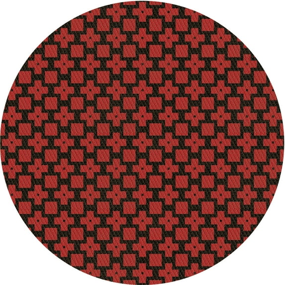 Ahgly Company Machine Washable Indoor Square Transitional Red Brown Area Rugs, 3' Square