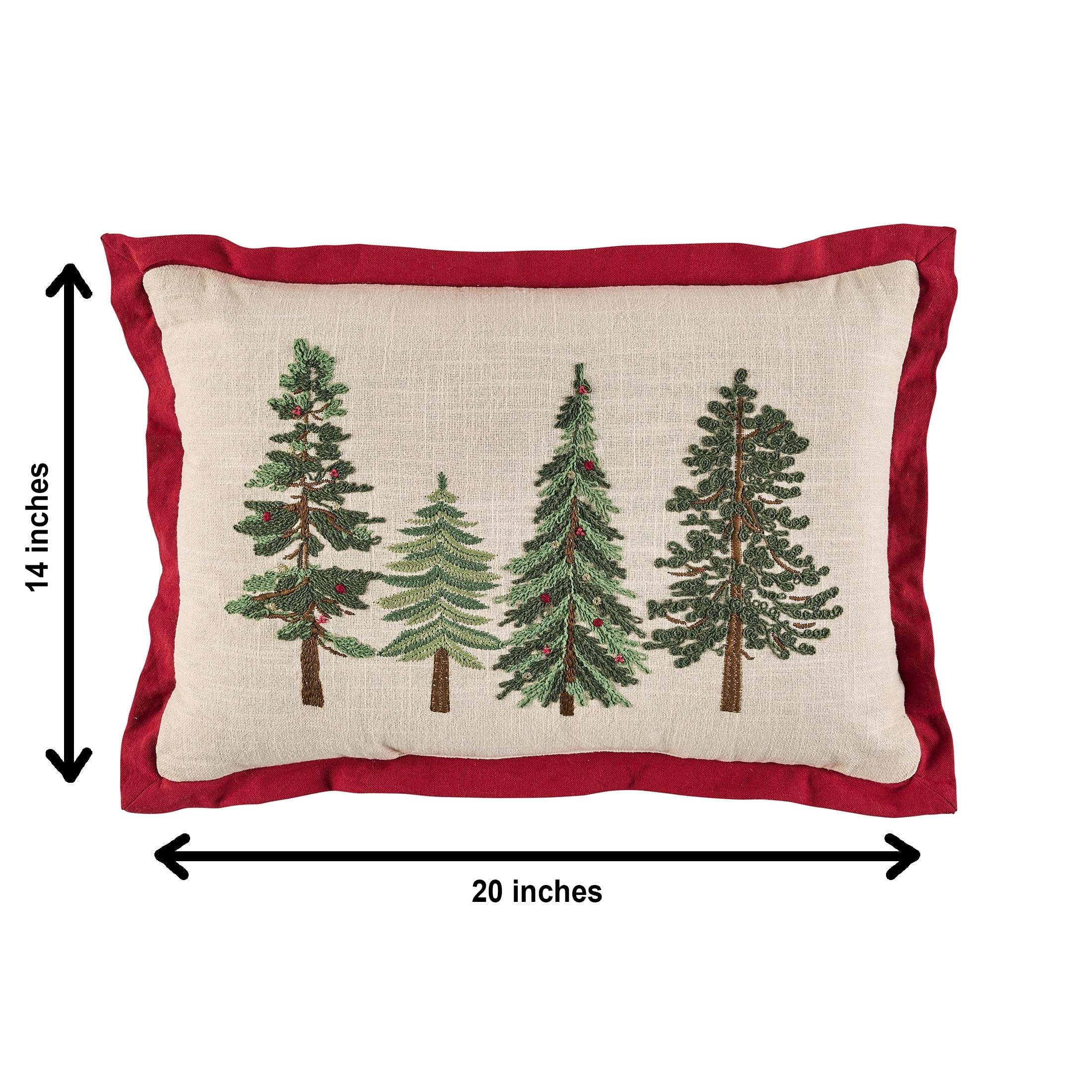 Better Homes & Gardens Embroidered 14x20 Holiday Trees Throw Pillow, Red