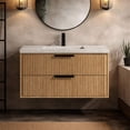 thumbnail image 4 of San Diego Floating Bathroom Vanity, Weathered Fir, Solid Wood, Mid Century Modern, 4 of 11