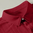 thumbnail image 4 of LNWUY Mens Solid Color Textured Short Sleeve Button Down Shirts Casual Stylish Summer Slim Fit Collared Business Work Tops Red L, 4 of 9