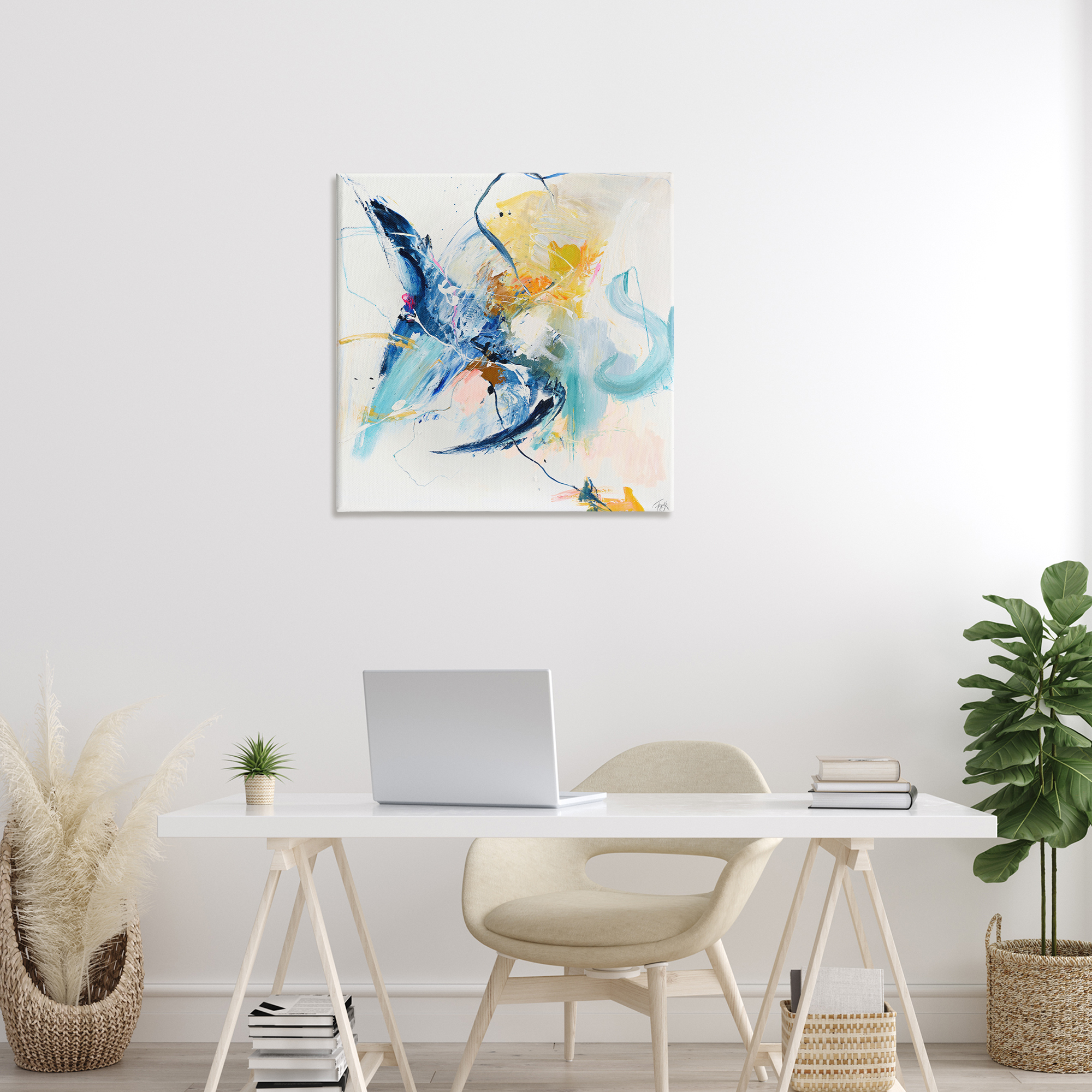 Confident Blue Abstraction Canvas Wall Art, design by Design Fabrikken