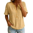 thumbnail image 2 of Women's V-Neck T-shirts Zaewscy Women's Striped V-Neck Button Loose Casual Summer Short-Sleeve T-Shirt, 2 of 8