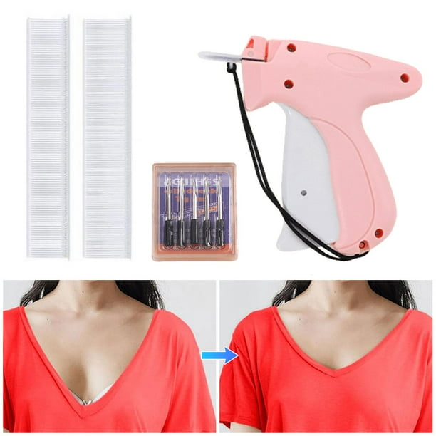 Pistola Coser Rápida Fijador Rápido Prendas Pistola Etiquetas para Prendas (rosa) + 5 Agujas Normales + 1100 Agujas Pegamento