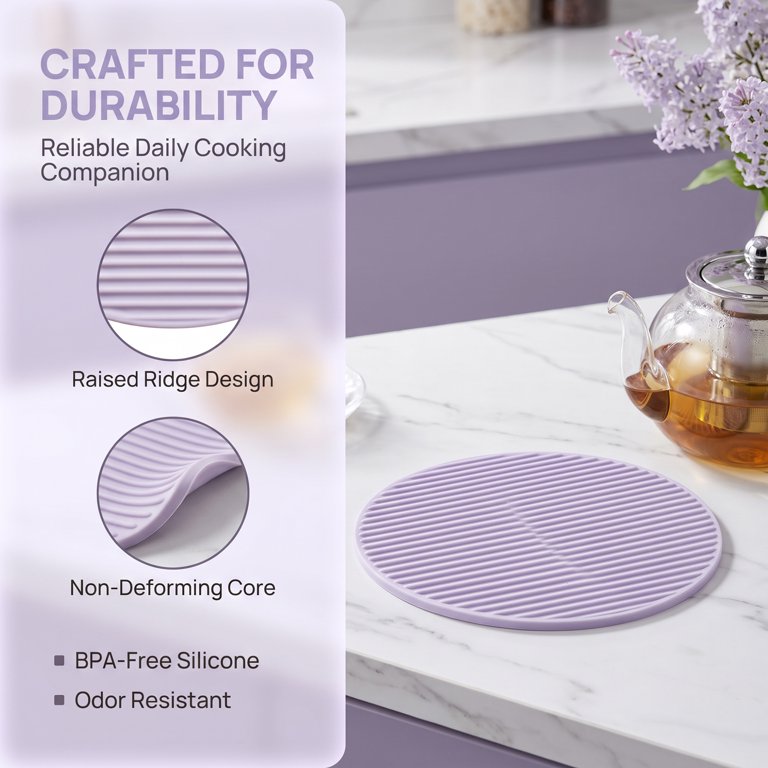 Unique Bargains Heat Resistant Silicone Trivet, Purple, 7.1x7.1 photo 5