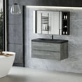 thumbnail image 3 of 42” Floating Bathroom Vanity with Sink, Modern Wall-Mounted Bathroom Storage Vanity Cabinet with Black Quartz Sand Top Basin and Soft Close Drawers, 3 of 7