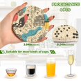 thumbnail image 2 of Yayeee 6 PCS Drink Coasters with Holder Set Woven Absorbent Round Tabletop Hot Pad, Blue Retro Print, 2 of 7