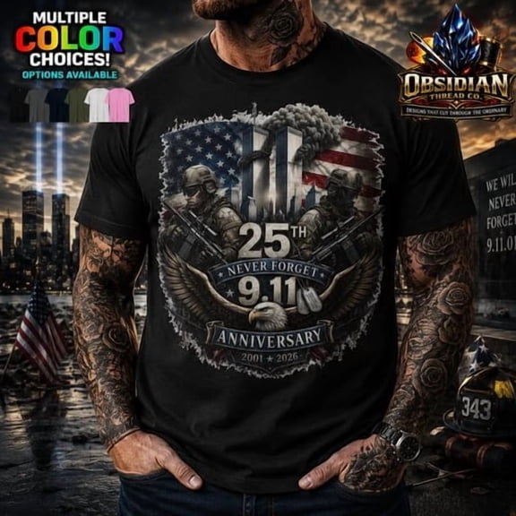 9/11 25th Anniversary Never Forget First Responder Memorial T-Shirt