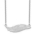 thumbnail image 1 of Solid 14k White Gold Feather Nameplate Pendant Necklace Charm Chain 18" (Width = 35mm ), 1 of 2