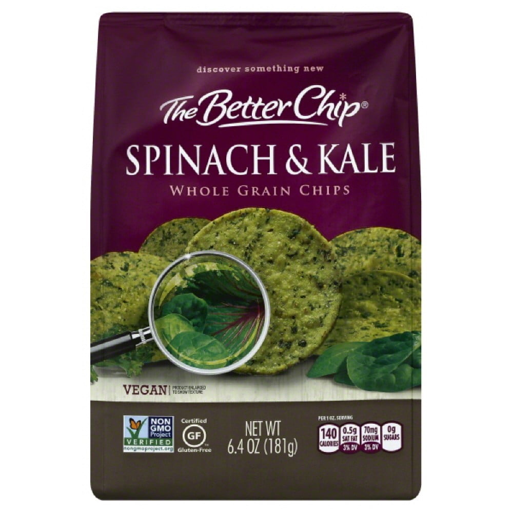 The Better Chip Vegan Whole Grain Chips, Spinach & Kale, 6.4 Oz