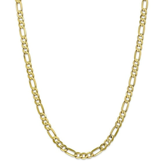 Auriga Fine Jewelry 10K Yellow Gold 6 mm Concave Open Figaro Chain Necklace for Women 18"