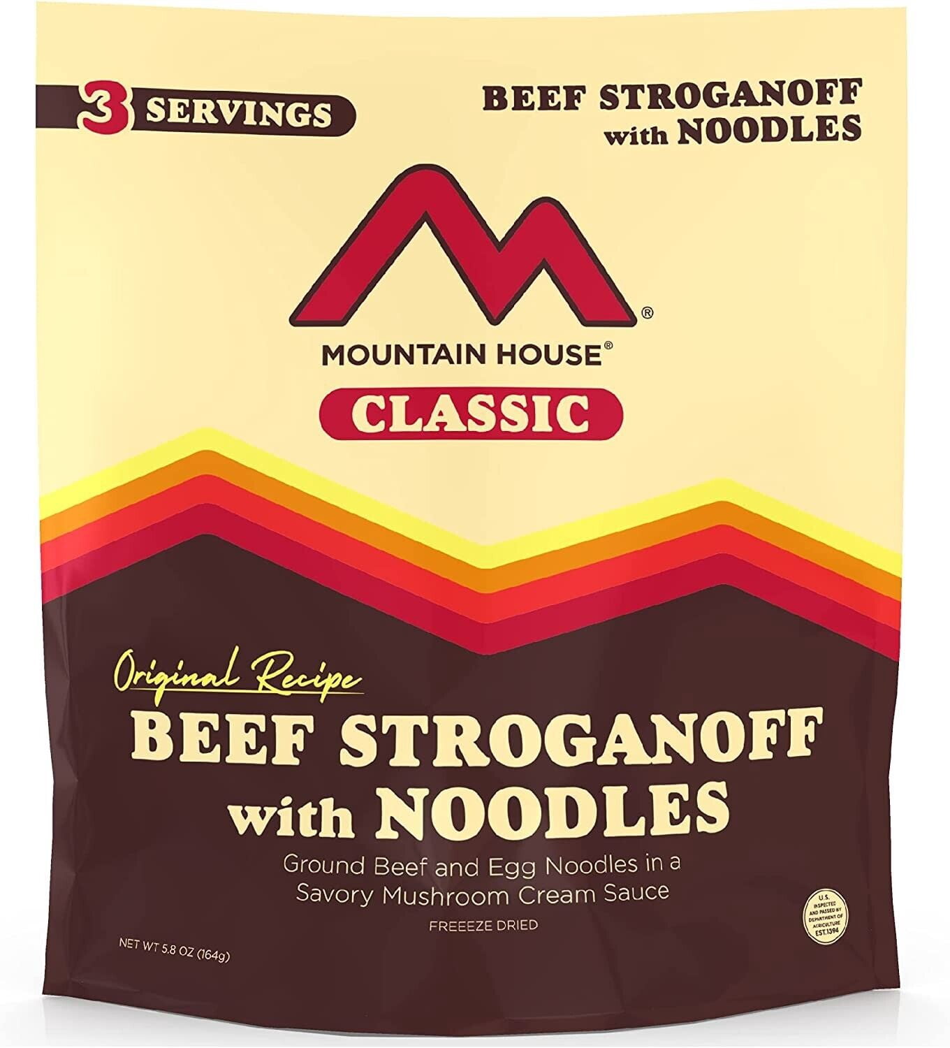 Mountain House Classic Beef Stroganoff with Noodles | 30 Years Long Shelf Life Freeze Dried Backpacking & Camping Food | 12 Servings- 4 Pouches