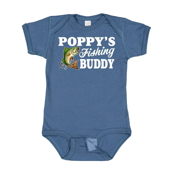 Inktastic Poppy's Fishing Buddy with White Text Boys Baby Bodysuit