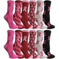 thumbnail image 1 of Yacht & Smith Pink Ribbon Breast Cancer Awareness Ankle/Crew Socks for Women (12 Pairs Assorted C (Crew) Women (9-11)), 1 of 6