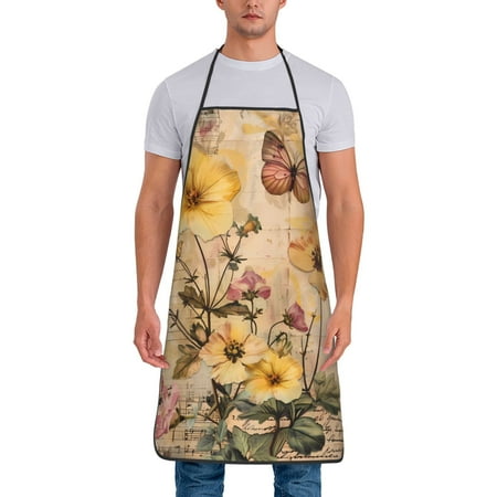 

Zeuib Vintage Floral Butterfly Collage Print Unisex Waterproof Aprons Cooking Aprons for Kitchen Gardening and Salon Water & Oil Resistant