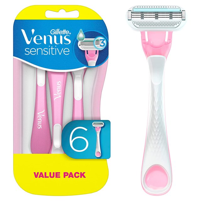 Maquinillas de afeitar desechables Gillette Venus Sensitive para mujer, 6 unidades