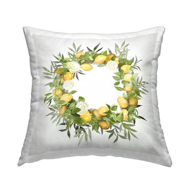 Stupell Industries Country Lemons & Roses Wreath Printed Throw Pillow Design by Ziwei Li
