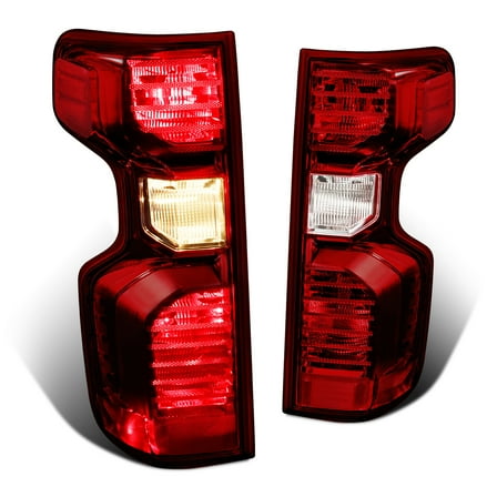 DNA Motoring TL-ZTL-007-DKR For 2019-2023 Chevy Silverado Dark Red Lens Tail Light Brake Lamps