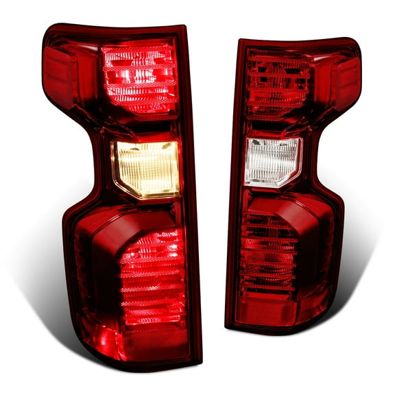 DNA Motoring TL-ZTL-007-DKR For 2019-2023 Chevy Silverado Dark Red Lens Tail Light Brake Lamps