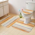 thumbnail image 2 of Orange Nordic Style Stripes Bath Mat 3 Piece Bathroom Rug Set, Orange Grey Texture Non Slip Bath Rug Contour Mat and Toilet Lid Cover, Absorbent Shower Mats Soft Bath Rugs and Mats Sets, 2 of 8