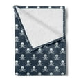 thumbnail image 2 of Pirates Soft Flannel Fleece Blanket, Jolly Roger Pattern in Classic Nautical Colors Dangerous Halloween Character, Cozy Plush for Indoor and Outdoor Use, 50" x 60", Dark Blue White, by Ambesonne, 2 of 5