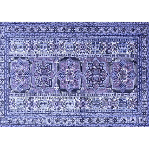 Ahgly Company Machine Washable Indoor Rectangle Persian Blue Traditional Area Rugs, 5' x 8'