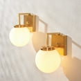 thumbnail image 5 of SAFAVIEH Ganon Incandescent Satin Brass Metal Wall Sconce with White Glass Shade, Set of 2, 5 of 15