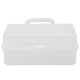 thumbnail image 1 of Caja de almacenamiento plegable de plástico de tres capas, organizador de herramientas, estuche con asa, transparente, 1 of 13