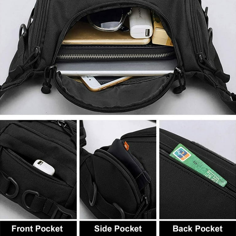 Large Fanny Pack for Men Women, Tactical Waist Pack Belt Bag Fit 7.9 Inch  Tablet, Sling CrossBody Bag with Adjustable Strap for Workout Running  Hiking