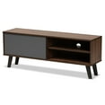 thumbnail image 2 of Baxton Studio Mallory Modern and Contemporary Two-Tone Walnut Brown and Grey Finished Wood TV Stand, 2 of 8