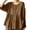 Brown, variant on Womens 3/4 Sleeve Cotton Blouses Crew Neck Button Down Shirts Solid Color Loose Fit Tunic Tops Fall Casual Comfy Clothes Green L