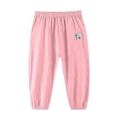 thumbnail image 4 of Domuza Boys Summer Cotton Linen Athletic Sweatpants Unisex Boys Print Lightweight Casual Running Workout Jogger Pants Pink 140, 4 of 7
