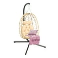 thumbnail image 2 of Dextrus Hanging Wicker Swing Chair with Stand & Cushions 330lbs for Patio, Bedroom, Garden and Balcony, Yellow, 2 of 10