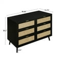 thumbnail image 5 of 6 Drawer Dresser, Rattan Storage Cabinet With 4 Pine Legs, Anti-tip Device Dresser Closet, Scratch Resistant Buffet Cabinet For Bedroom, Living Room46.66x15.75x30.2in, 5 of 9