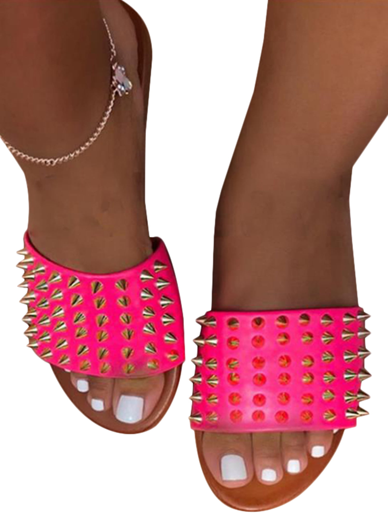 Womens Flat Comfy Peep Toe Strap Party Shoes Ladies Diamante Summer Sandals Size 
