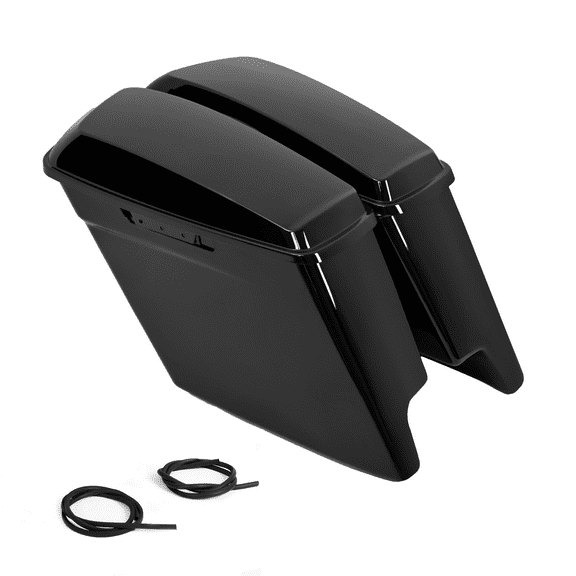 Vivid Black Stretched Extended Hard Saddlebags For 14-24 Harley Road King Glide