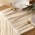 thumbnail image 1 of 1pc Polyester Crinkle Table Runner, Cheesecloth Table Runner, Gauze Tablecloth, Boho Rustic Decorations For Wedding Decor Reception Bridal Shower Holiday Party, 1 of 5