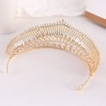 thumbnail image 4 of Nvzi Tiara de boda para novia, diadema de princesa, corona de novia, joyería para el cabello con diamantes de imitación de cristal,graduación, boda, fiesta de disfraces (rosa), 4 of 4
