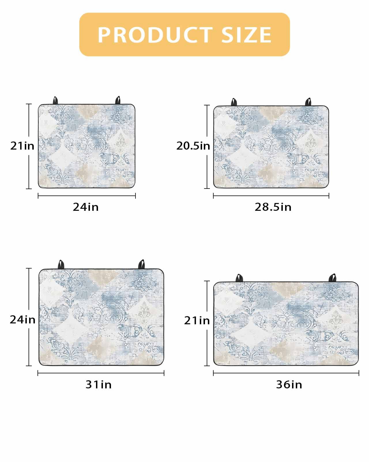 nqOlkjepod Large Induction Cooktop Protector Mat 24"x21", Blue Beige Floral Stove Top Covers for Electric Stove, Vintage Smear Abstract Art Decorative Stove Burner Cover Mats, Glass Top Stove Cover