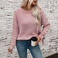 thumbnail image 4 of Sweaters for Women 2025 Fall Winter Long Sleeve Crewneck Loose Casual Knitted Jumper Tops Bow Womens Pullover Sweaters, 4 of 8